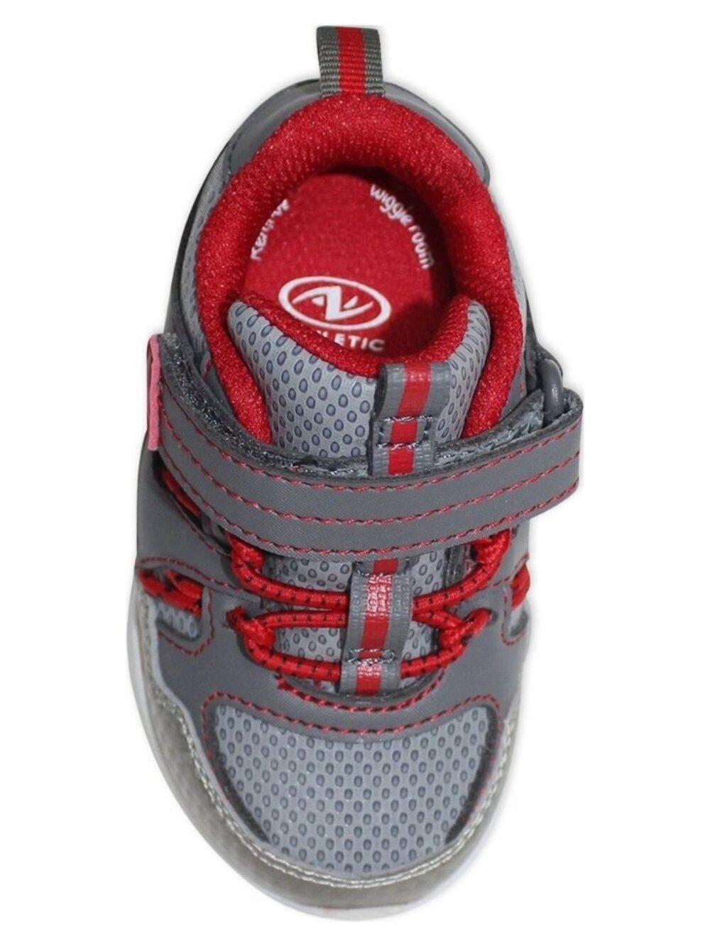 Athletic Works Infant Boys Size 3 Shoes Athletic Dual-Fit Memory Foam Gray Red - Picture 4 of 7